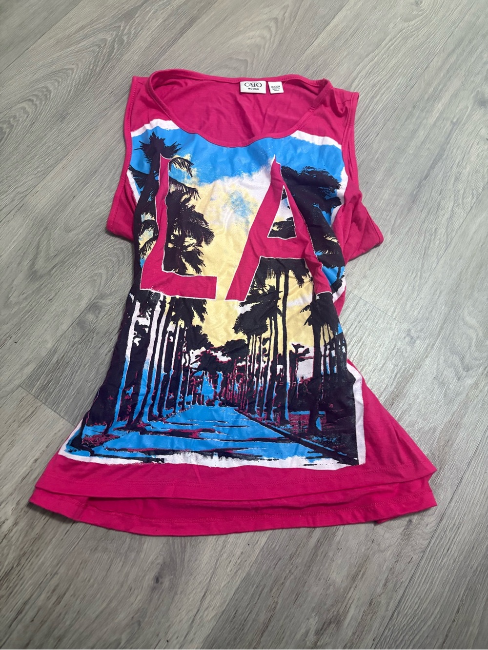 Girls' Hot Pink Palm Print Tank Top